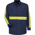 Vf Imagewear Red Kap® Enhanced Visibility Industrial Long Sleeve Work Shirt, Navy, Poly/Cotton, Tall, XL SP14ENLNXL